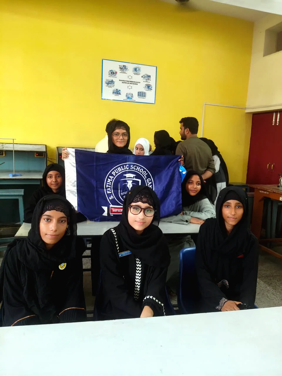 Students seated together in a classroom at S. Fatima Public School.