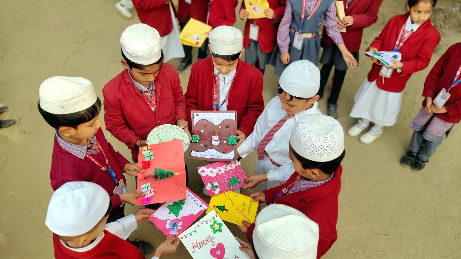 Children collaborating on hands-on classroom crafts.